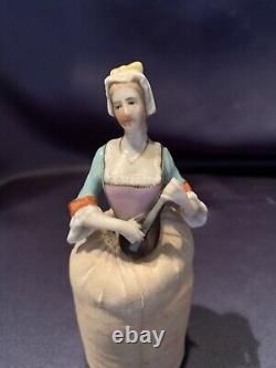 Antique Porcelaine Demi Doll Lady Jouer Un Mandolin Lute Fine Detail 3