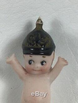 Antique Porcelaine Kewpie Soldat Miniature Poupée Oneill Casque De Prusse