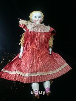 Antique Porcelaine Tête Doll 24 Chine 1860s Robe Originale Sailor Esthétique