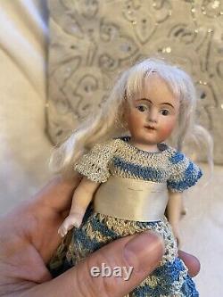 Antique Unusual Large 6 All Bisque Doll Mold 191 Indigo Eyes Pretty