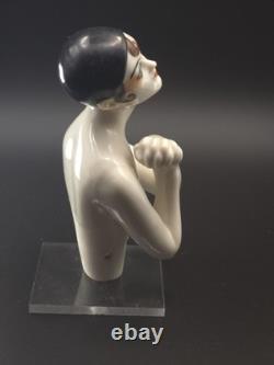 Antique poupée demi-figurine en porcelaine Dressel & Kister Pierrette Pierrot allemande ancienne, vers 1920
