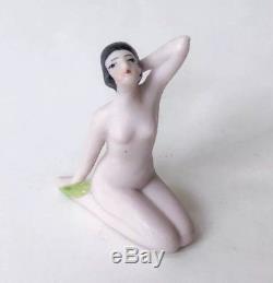Art Déco Baignade Beauté Flapper Dame Figurine Bisque Poupée En Porcelaine Allemagne Vtg