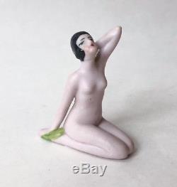 Art Déco Baignade Beauté Flapper Lady Figurine Bisque Poupée Porcelaine Allemagne Vtg