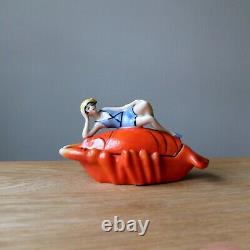 Art Déco Homard Bathing Beauty Vintage Flapper Belle Half Doll Trinket Pin Dish