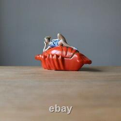 Art Déco Homard Bathing Beauty Vintage Flapper Belle Half Doll Trinket Pin Dish