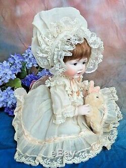 Artiste Vintage Signé Doll Toute La Biscuit En Porcelaine 12 Robe Main Victorienne