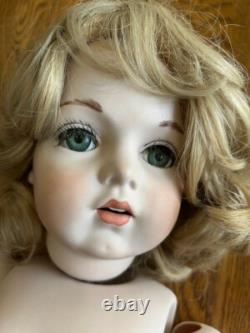 BRU Jne 13 Poupée en porcelaine de reproduction 27'' À resserrer Bouche ouverte Vintage