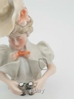 Beautif Antique Allemand Half Doll Lady Avec Binoculars De Galluba & Howmann