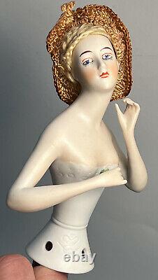 Belle Antique Fantastique 6 Goebel Allemande Demi-poupée Avec Wig Et Hat Arms Away