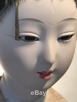 Belle Vintage Japonais Porcelaine Poupée Verre Yeux Kimono Soie Cheveux