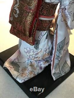 Belle Vintage Japonais Porcelaine Poupée Verre Yeux Kimono Soie Cheveux