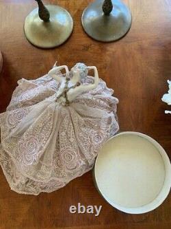 Boîte En Poudre De Porcelaine Demi-poupée - Vers 1915 Mint Toute Beauté Originale