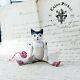Cat Doll Antique Allemand Hertwig Porcelaine-thüringen Black Ears Yeux Verts 3,75