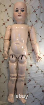 Charmant ! Poupée garçon allemande ancienne de 33 cm - Bergman BJB, tenue mignonne, yeux dormeurs