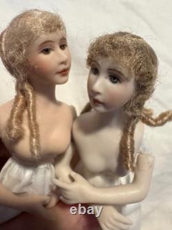DEUX 5.5 Cathy Hansen Artiste Bisque Tissu Miniature Poupée de Maison de Poupée Dame Poupée Vintage