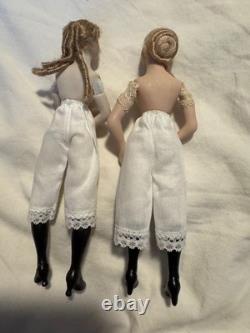 DEUX 5.5 Cathy Hansen Artiste Bisque Tissu Miniature Poupée de Maison de Poupée Dame Poupée Vintage