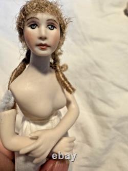 DEUX 5.5 Cathy Hansen Artiste Bisque Tissu Miniature Poupée de Maison de Poupée Dame Poupée Vintage