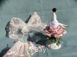 Demi Poupée En Porcelaine Flapper Avec Jambes, Fée Miniature Sur Porcelaine Rose