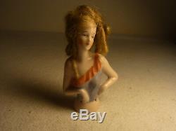 Demi-poupée Vintage En Porcelaine Allemande Avec Cheveux # Ba3