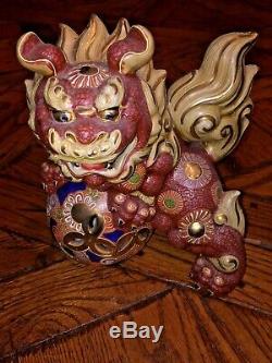 Deux Marqué Vintage Japonais Mori Kutani Porcelaine Dragon Lion Chiens-made In Japan