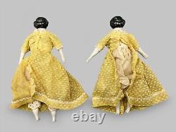 Deux anciennes poupées Kestner en porcelaine plate allemande des années 1860, assorties
