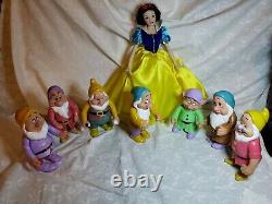 Disney Snow White Doll Porcelaine Franklin Mint Avec Les Sept Nains