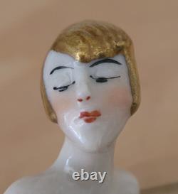 Doll en demi, Art Déco allemande antique, cheveux dorés inhabituels, bras écartés, rare
