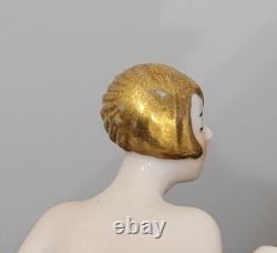 Doll en demi, Art Déco allemande antique, cheveux dorés inhabituels, bras écartés, rare