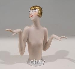 Doll en demi, Art Déco allemande antique, cheveux dorés inhabituels, bras écartés, rare