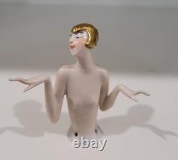 Doll en demi, Art Déco allemande antique, cheveux dorés inhabituels, bras écartés, rare