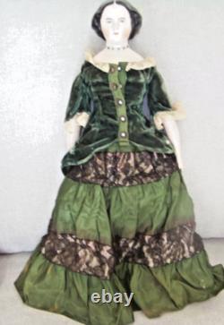 EMMA TÊTE EN CHINE EN PORCELAINE TRANSLUCIDE VINTAGE TOUT ORIGINAL POUPEE DE 18 1/2 POUCES