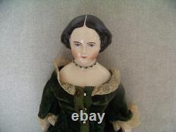 EMMA TÊTE EN CHINE EN PORCELAINE TRANSLUCIDE VINTAGE TOUT ORIGINAL POUPEE DE 18 1/2 POUCES