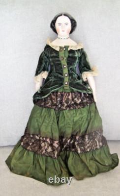 EMMA TÊTE EN CHINE EN PORCELAINE TRANSLUCIDE VINTAGE TOUT ORIGINAL POUPEE DE 18 1/2 POUCES