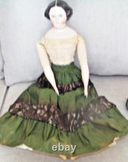 EMMA TÊTE EN CHINE EN PORCELAINE TRANSLUCIDE VINTAGE TOUT ORIGINAL POUPEE DE 18 1/2 POUCES