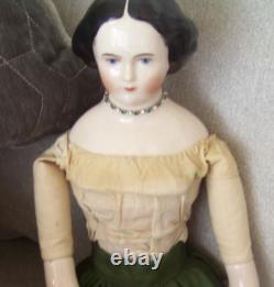 EMMA TÊTE EN CHINE EN PORCELAINE TRANSLUCIDE VINTAGE TOUT ORIGINAL POUPEE DE 18 1/2 POUCES