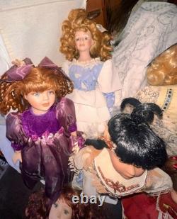 Ensemble de 19 poupées en porcelaine vintage - Tailles et fabricants variés