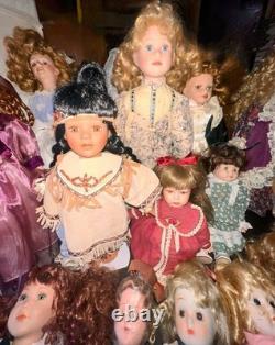 Ensemble de 19 poupées en porcelaine vintage - Tailles et fabricants variés