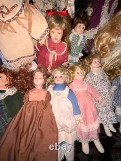 Ensemble de 19 poupées en porcelaine vintage - Tailles et fabricants variés