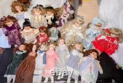 Ensemble de 19 poupées en porcelaine vintage - Tailles et fabricants variés