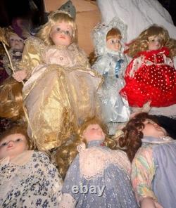 Ensemble de 19 poupées en porcelaine vintage - Tailles et fabricants variés