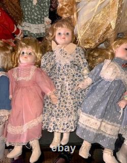 Ensemble de 19 poupées en porcelaine vintage - Tailles et fabricants variés