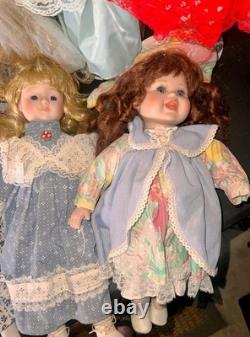 Ensemble de 19 poupées en porcelaine vintage - Tailles et fabricants variés