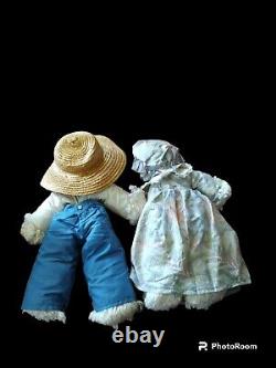 Ensemble de 2 poupées en porcelaine vintage de Grand-mère et Grand-père.