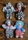 Ensemble De 4 Poup&eacute;es Clown Vintage En Porcelaine Et Tissu, 5 Couleurs De Cheveux, Peintes &agrave; La Main