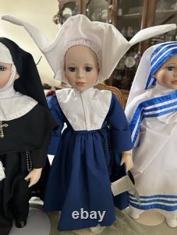 Ensemble de 7 poupées en porcelaine Vintage Kingstate 19 Nonne et Sœur