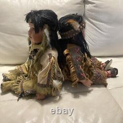 Ensemble de poupées indiennes américaines en porcelaine vintage CATHAY 189-5000