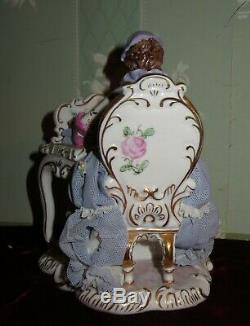 Exquis Vintage La Lettre Irlandaise Dresde Lady Figurine En Porcelaine