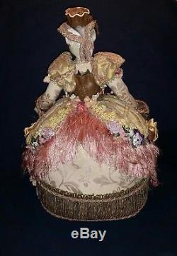Figurine Poupée De Chat En Céramique Vintage Dans Une Robe Victorienne Détaillée 18 Tall