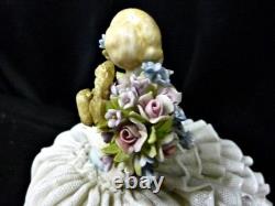 Figurine antique en porcelaine de dentelle de mariée Luigi Fabris 6,7 pouces fabriquée en Italie