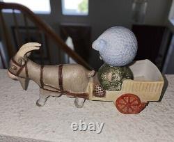 Figurine vintage Schafer & Vater Chloe Preston Peek-A-Boo - Garçon sur chariot avec âne